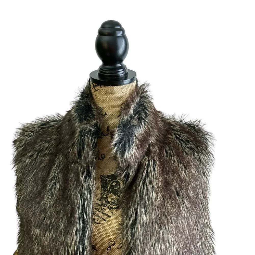 Covington Essentials Black Gray Faux Fur Sweater Vest Size Large - Picture 5 of 8